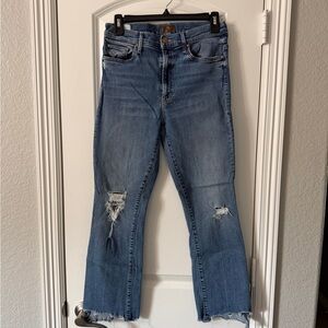 MOTHER Flare Jeans in Distressed Blue